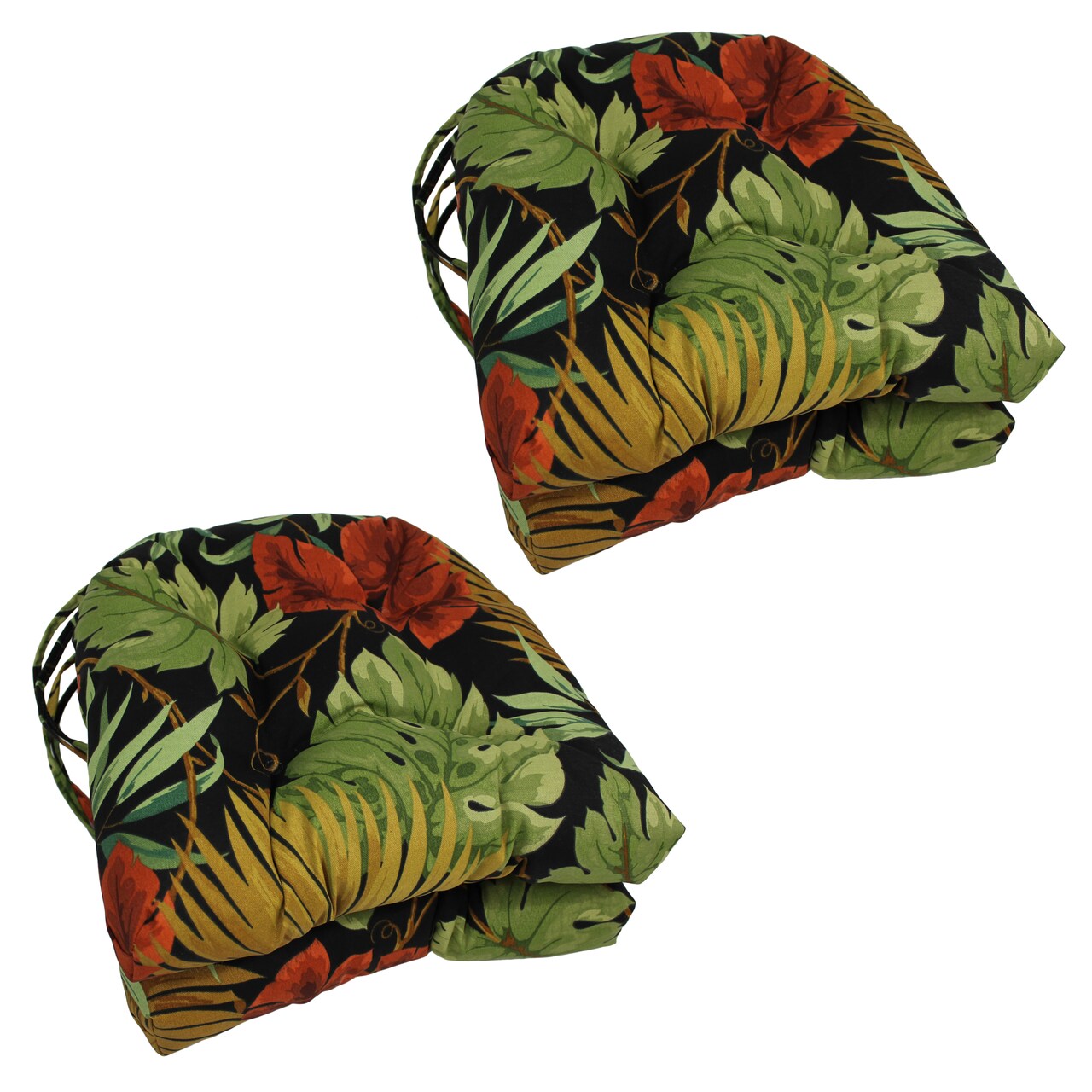 16-inch Outdoor Spun Polyester U-shaped Tufted Chair Cushions (Set of 4) - Tropique Raven